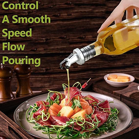 Leak-Proof Clear Glass Oil Dispenser Bottle, Oil & Vinegar Cruet Dispenser Bottle (pack of 2)