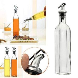 Leak-Proof Clear Glass Oil Dispenser Bottle, Oil & Vinegar Cruet Dispenser Bottle (pack of 2)