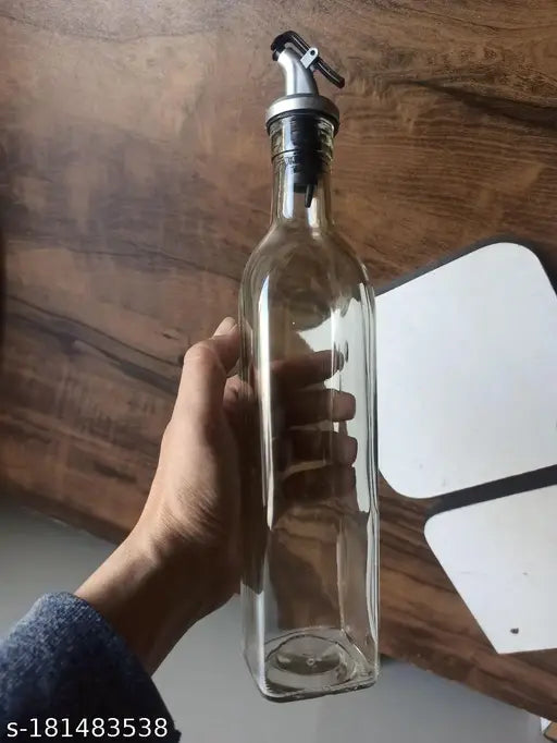 Leak-Proof Clear Glass Oil Dispenser Bottle, Oil & Vinegar Cruet Dispenser Bottle (pack of 2)